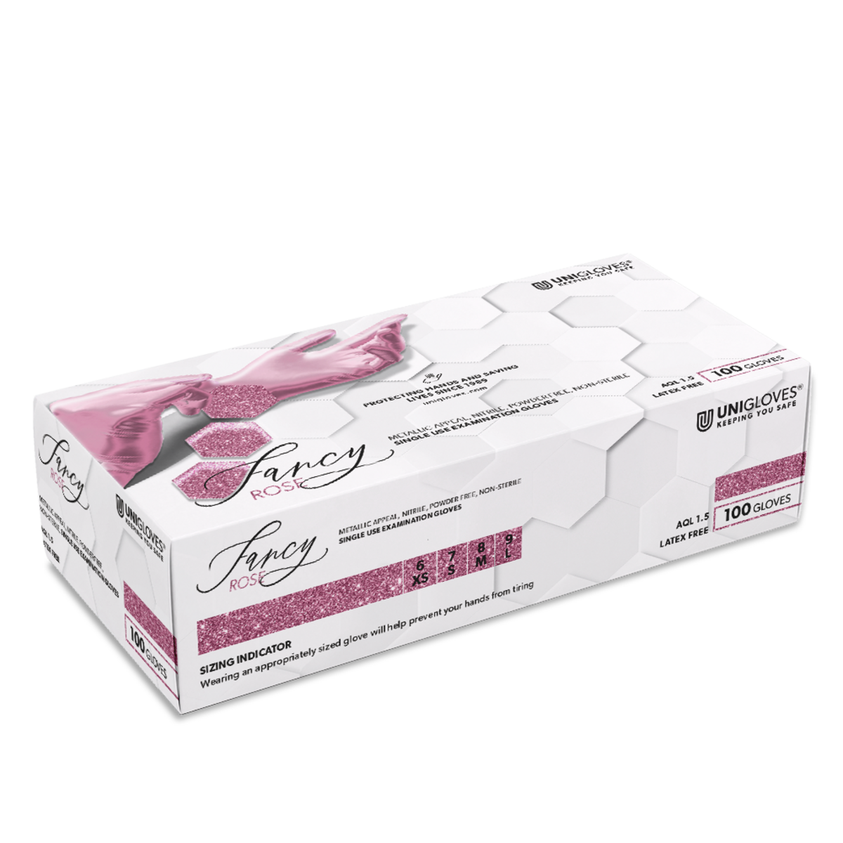 Nitril-Handschuhe Fancy Rose, puderfrei, rosa glänzend, unsteril, Gr. S, 100 Stück 